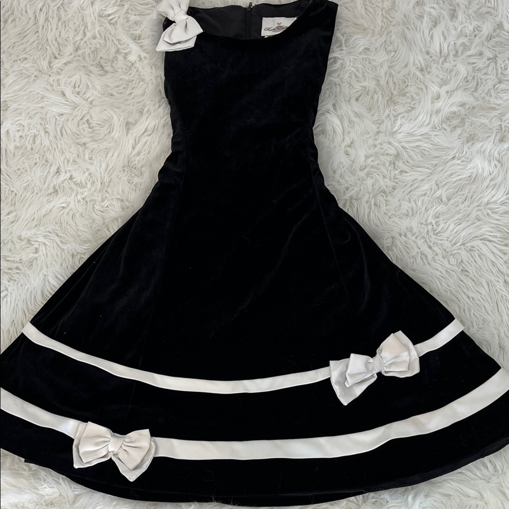 Rare Editions Black and White Formal Kids Dress with Bows